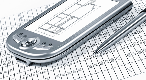 PDA and pen on cost estimating sheet